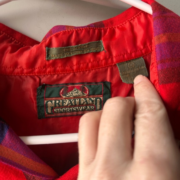 Vibrant Red and Purple Plaid Men's Casual Shirt - Picture 5 of 6